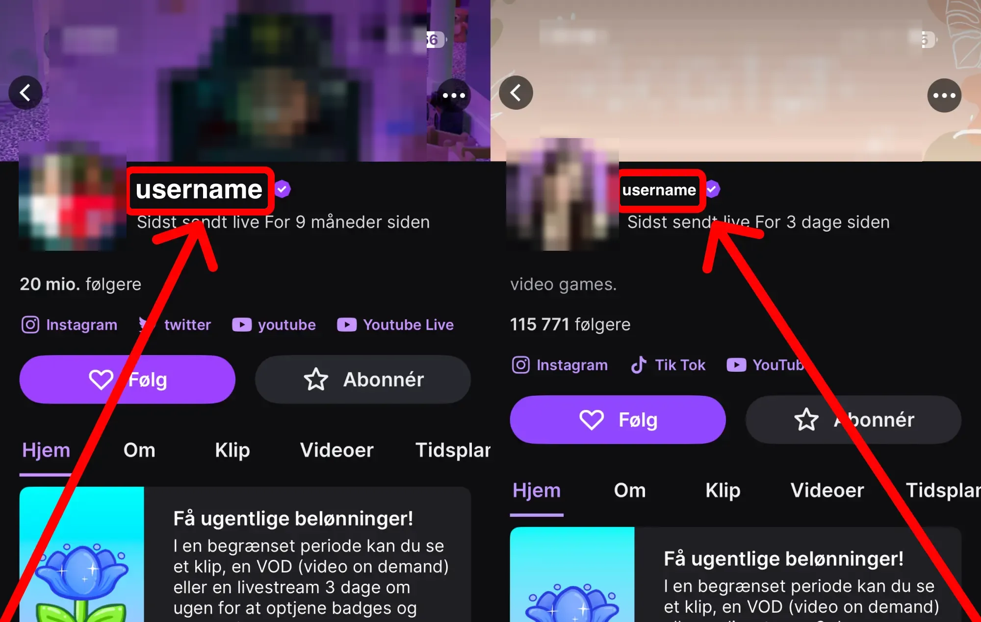 Køb Twitch-liveseere: guide med skærmbilleder – her finder du dit brugernavn eller dit profillink på Twitch